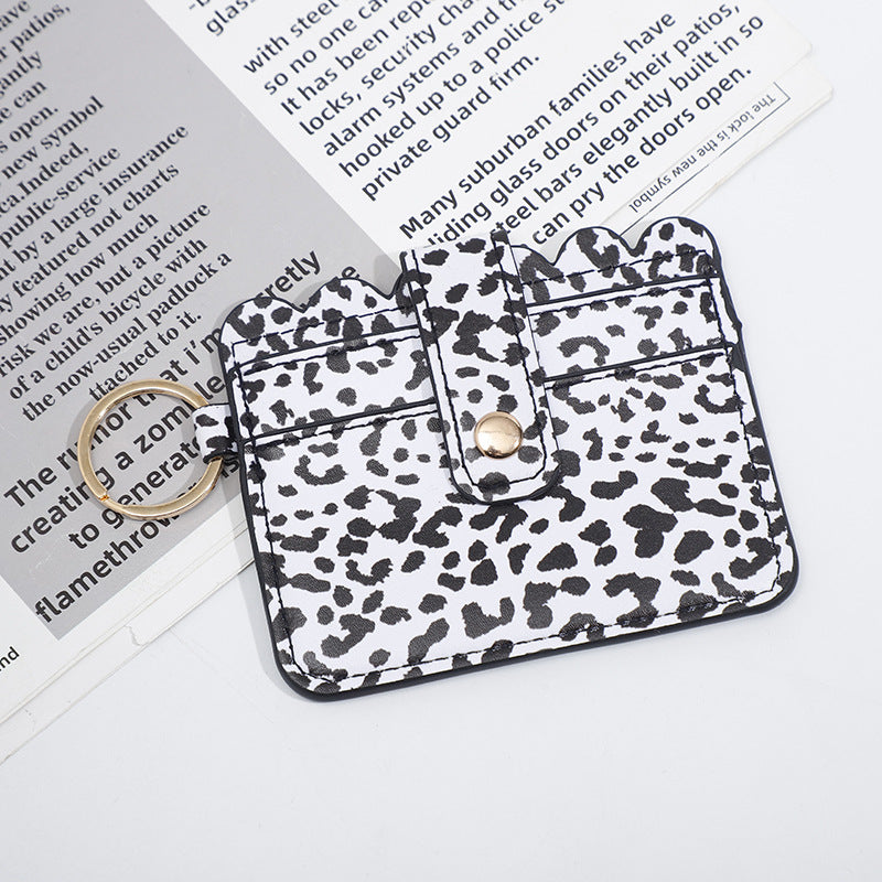 Llavero de tallador de cartas de girasol leopardo de cuero al por mayor